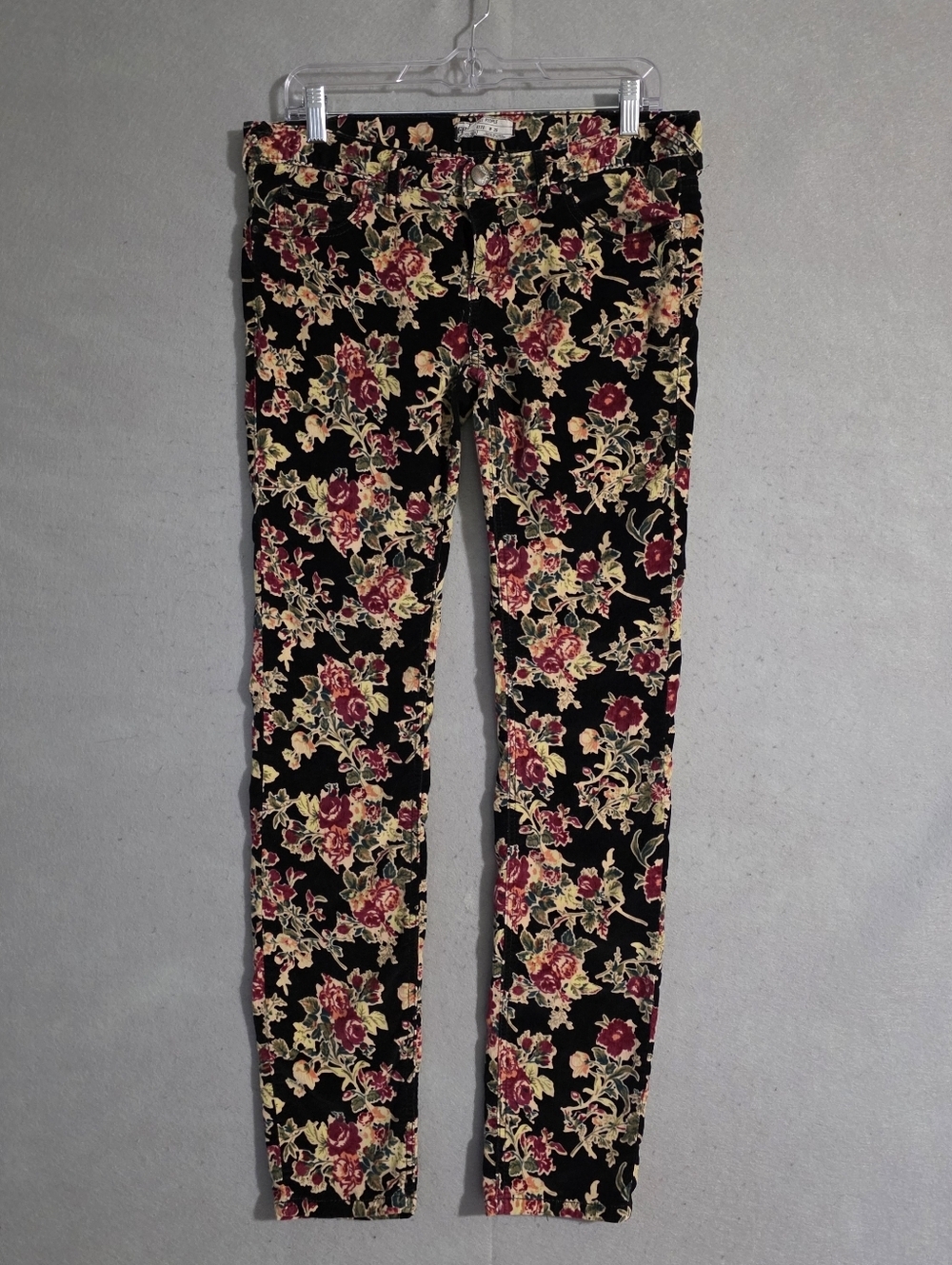 Free People Womens Floral Low Rise Corduroy Skinny Ankle Pants Size 29